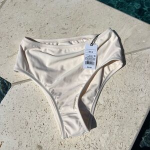 Shade and Shore cream high waisted bikini bottoms.